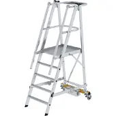 MUNK Günzburger Steigtechnik MUNK Podestleiter fahrbar mit schmaler Traverse 5 Stufen