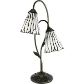 Clayre & Eef Tiffany Tischlampe 61 cm Braun Weiß Polyresin