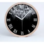 Tulup Holzuhr 30fi cm wanduhr - weiße Spitzen - Löwenzahn Samen