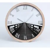 Tulup Holzuhr 25fi cm wanduhr - weiße Spitzen - Holzsteg
