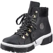 Rieker Damen Schnürboots Stiefeletten Reißverschluss X8633, Größe:38 EU, Farbe:Schwarz