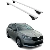 Omtec Dachträger Grundtäger für Skoda Fabia mk3 Kombi 2014-2021 75kg Metall Silber 2x