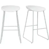 Miliboo - Design-Barhocker Weiß mit Metallbeinen (2 Stk.) PEBBLE
