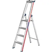 Hymer Stufenstehleiter mit Plattform, einseitig begehbar, 4 Stufen, senkr. Höhe 1,56 m, Reichhöhe 2,91 m, Gewicht 5,8 kg