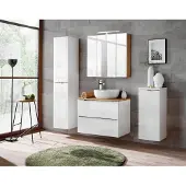 Fun Moebel Badmöbel Set 6-tlg Badezimmerset PERUGIA Weiss Hochglanz Set.2
