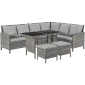 SVITA MADISON Polyrattan Lounge Gartenmöbel Rattan Set in Grau