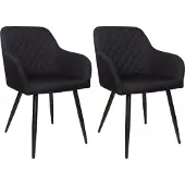 Albatros Esszimmerstühle 2er Set SILA, Schwarz - Modern und Stilvoll, bequemer Polsterstuhl - Eleganter Küchenstuhl, Stuhl Esszimmer oder Esstisch Stuhl im Retro-Look