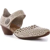 Rieker Damen Riricon Riemen Geo Met Floral Ledersandalen in Beige – 7.5 UK - 41 EU - 9.5 US / Beige