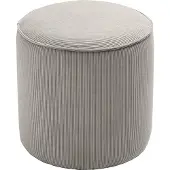 Miliboo - Runder Samtpouf in Taupe mit Rippenmuster D40 cm PAUL