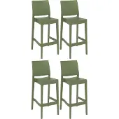 CLP 4er Set Barhocker Maya Kunststoff oliv