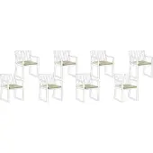 Beliani Sitzkissen für Gartenstuhl 8er Set Hellgrün Stoffbezug mit Bindebändern 46 x 46 cm UV-beständig Modern Outdoor Stuhlkissen Stuhlpolster