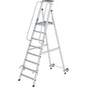 MUNK Günzburger Steigtechnik MUNK Aluminium-Stehleiter mit Rollen und Griff 8 Stufen