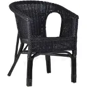 MiaMöbel Armlehnstuhl Rattan 57x75x56 cm Landhausstil Rattan Schwarz