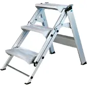 Iller-Leiter Iller Sicherheitstreppe Stufentritt klappbar mit 3 stabilen Aluminium Stufen