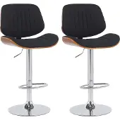 CLP 2er Set Barhocker Clawson Stoffbezug Bugholz höhenverstellbar und drehbar walnuss/schwarz Gestell Farbe chrom