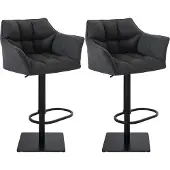 CLP 2er Set Barhocker Damaso Stoffbezug drehbar und höhenverstellbar bis 240 kg dunkelgrau Gestell Farbe schwarz