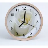 Tulup Holzuhr 20fi cm wanduhr - Weiße Rose Blumen