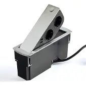 Sotech Einbausteckdose (2 x USB-Anschluß / 2 x Schukosteckdose) Edelstahloptik inkl. Stecker mit Push to open Steckdosenelement für Arbeitsplatten und Schreibtische von