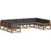 vidaXL Outdoor-Sofagarnitur mit Kissen 9 pcs Natur und Anthrazit