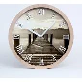 Tulup Holzuhr 30fi cm wanduhr - weiße Spitzen - Holzsteg