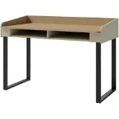 Beautysofa - Alex Schreibtisch 125 cm mit Stauraum, Moderner Computertisch, Bürotisch mit 2 offenen Fächern und Metallbeinen, Homeoffice, Eukalyptus