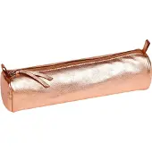 Clairefontaine 4x Schlampermäppchen Leder Cuirisé rund Ø5,5x22cm Kupfer 8687C