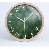 Tulup Holzuhr 30fi cm wanduhr - weiße Spitzen - geheimnisvollen Wald