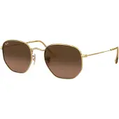 Ray-Ban Square Unisex Poliertes Gold Braun Gradient Sechseckig RB3548N
