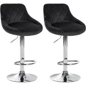 CLP 2er Set Barhocker Lazio Samt chrom schwarz