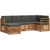 vidaXL Outdoor-Sofagarnitur 6 Stk. Natur und Anthrazit Polyester