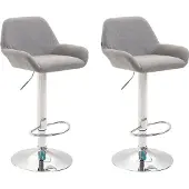 CLP 2er Set Barhocker Braga Stoff chrom grau