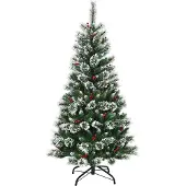 Northix 150 cm künstlicher Weihnachtsbaum mit Schnee und roten Beeren