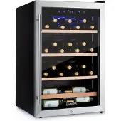 Klarstein Weinkühlschrank, Getränkekühlschrank Schmal, Kühlschrank mit Glastür, Getränkekühlschränke Freistehend, Weinkühlschrank Klein, Weinkühlschränke 1 Zone, UV-Schutz, 4-18 °C, 48 Flaschen