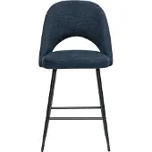 Miliboo - Barhocker aus dunkelblauem Samt-Effekt-Stoff H65 cm (2er-Set) COSETTE