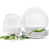 Konsimo Tafelservice für 6 Personen (18 El.) "BOSS", Weiß, Porzellan, Elegant, 20,5/18/27cm