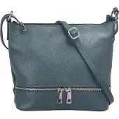 Cluty Umhängetasche "Damen echt Leder, Made in Italy", Damen, Gr. B/H/T: 23cm x 20cm x 3cm onesize, blau, Leder, unifarben, Taschen Umhängetasche, echt Leder, Made in Italy