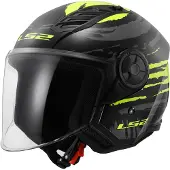 LS2 OF616 Airflow II Brush Schwarz H-V Gelb Jethelm Größe M