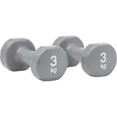Reebok Hantel-Set 2x 3 kg aus Gusseisen mit Vinyl-Ummantelung und abgeflachtem Kopf