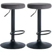 CLP 2er Set Barhocker Ponte Samt höhenverstellbar und drehbar dunkelgrau Material Gestell Metall matt schwarz