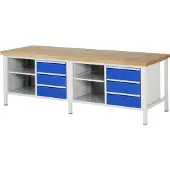 RAU Werkbank höhenverstellbar 8462A2, B2500xT900xH840-1040mm, 6x Schublade-TA