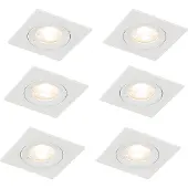 QAZQA Set mit 6 Einbaustrahlern weiß quadratisch GU10 50mm IP44 - Xena
