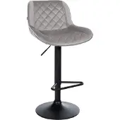 CLP Barhocker höhenverstellbar, Barstuhl Kasson drehbar mit Rückenlehne, modern | Farbe grau Material Samt