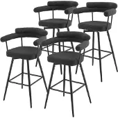 ML-Design Barhocker Drehbar 4Er Set Dunkelgrau mit Teddy-Stoff 76 cm
