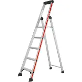 Hymer Stufenstehleiter mit Plattform, einseitig begehbar, 5 Stufen, senkr. Höhe 1,71 m, Reichhöhe 3,11 m, Gewicht 5,6 kg