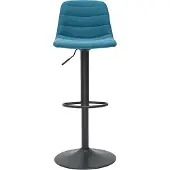 Miliboo - Verstellbare, um 360° drehbare Barhocker aus Stoff und Metall in Entenblau (2er-Set) SAURY