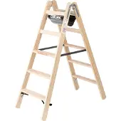 Proregal Stufen-Stehleiter Holz beidseitig begehbar 2x5 Stufen