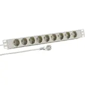 EFB Elektronik 48,3cm 19Zoll 1HE Steckdosenleiste 9 x CEE 7/3 ohne Schalter im Aluprofil grau