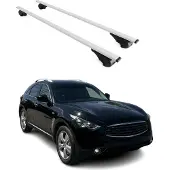 Omtec Dachträger Gepäckträger für Infiniti FX 2003-2008 Grundträger Metall Silber 2tlg