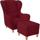 SUPELLEX Sofia Relaxsessel mit Hocker – Vienna Rubin-Rot
