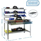 Simonwork (bancos De Trabajo) PROREGAL Werkbank BUFFALO mit Frontablage und Schubfach | HxBxT 84x90x61cm | Traglast 400kg | Verzinkt